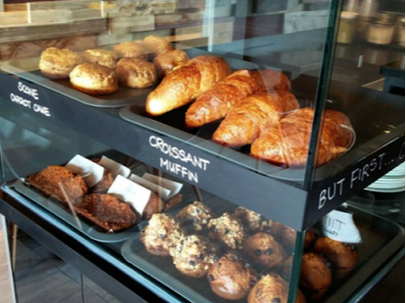 Display of baked goods inside the eatery in Unionville, Markham, Ontario